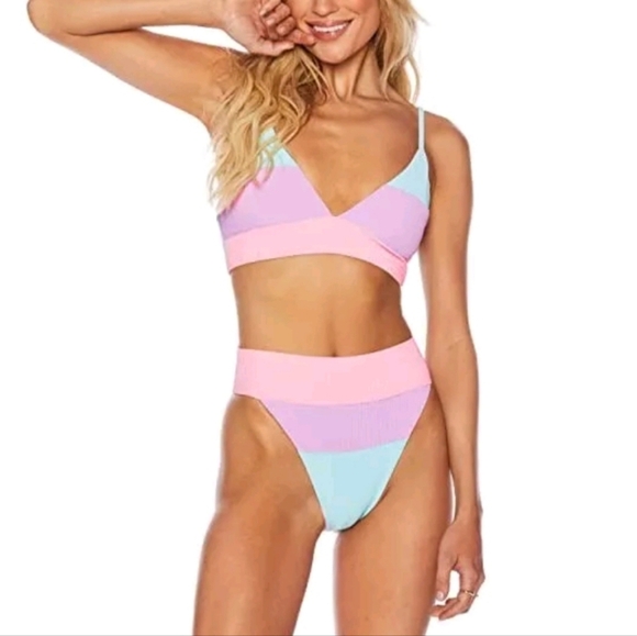 New!Beach RiotRiza Bikini Top and Alexie Bikini Bottom in Pastel